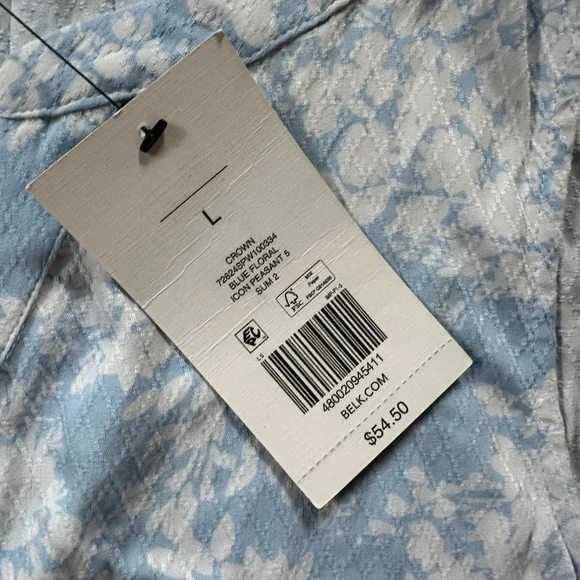 Women's Crown & Ivy Blue White Floral Sleeveless Tank Top L - Picture 5 of 12